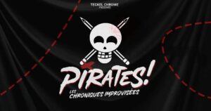 Affiche Pirates Spectacle improvisé teckel chrome